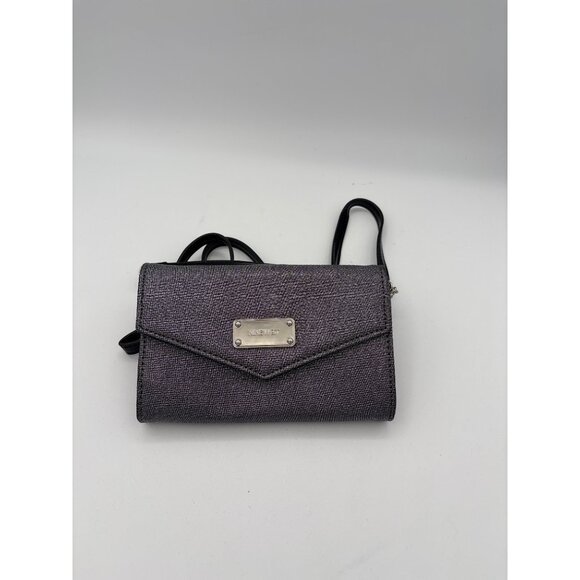 Nine West Black Textured Crossbody Wallet With Chain Strap - Picture 1 of 6
